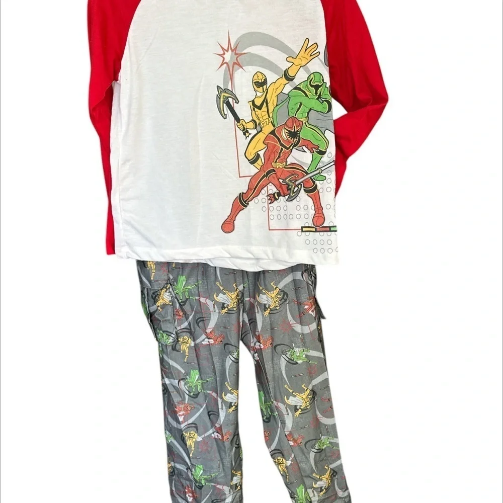 Disney Power Rangers Pajamas Raglan Top Printed Cargo Bottom Elastic Waistband